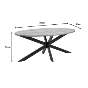 Маса Bonre от масивна естествена акациева дървесина с черни метални крака 175x96x76 cm - Img 7