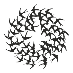Метална декорация за стена, Swarm, черна, 0,2 x 50 x 50 см