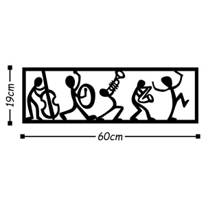 Метална картина Музиканти Черен 60x19 см - Img 3