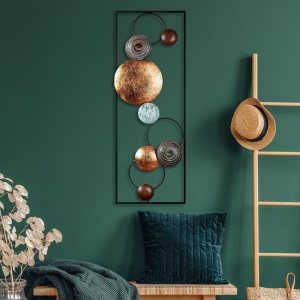 Мултицветна текстурирана метална картина 32x90x4 см - Img 3