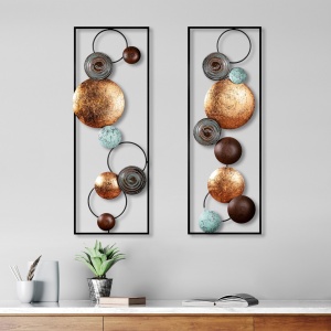 Мултицветна текстурирана метална картина 32x92x4 см - Img 3