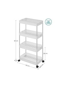 Подвижен шкаф за съхранение, Songmics, Бял, KSC10WT, 40 x 22 x 86 см - Img 6