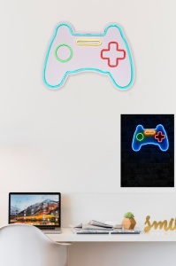 Светеща LED декорация за стена Play Station Gaming Controller Многоцветна 40x29x3 см - Img 4