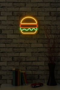 Стенна LED декорация, Hamburger, многоцветен, 28x27x2 см - Img 3