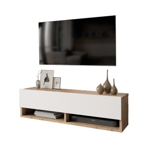 Стенно ТВ шкафче Roscoe бял дъб 100x31.5x29.5см