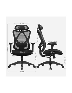 Стол за офис, Songmics, Черен, OBN063B01, 150Kg, 68 x 66 x 125 см - Img 3