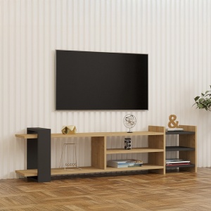 ТВ шкаф, Rinia, Pako World, дъб-антрацит, 153x60x40 см - Img 2
