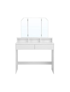 Тоалетна маса Vasagle с огледало, бяла, RDT115W01, 40 x 100 x 142 см