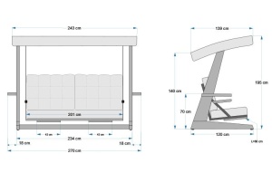 Хамак за люлеене с 3 места Луна Делукс 2600 Антрацит 260x200x195 см - Img 14
