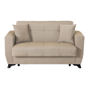 Canapea extensibila cu 2 locuri si spatiu de depozitare, Modesto, Pako, Crem 153x84x86 cm - Img 5