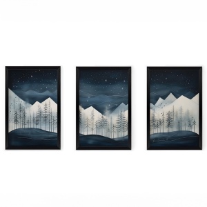 Set 3 bucati Tablou cu rama, Wavy, Multicolor, 0.3x33x48 cm
