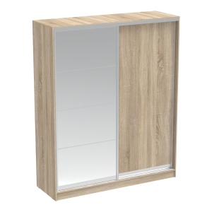 Гардероб за спалня с 2 плъзгащи се врати с огледало Aparador Pako World Sonoma 180x60x220 cm