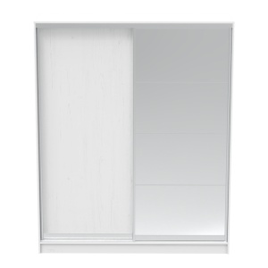 Гардероб за спалня с 2 плъзгащи се врати с огледало Aparador Pako World White 180x60x220 cm - Img 3