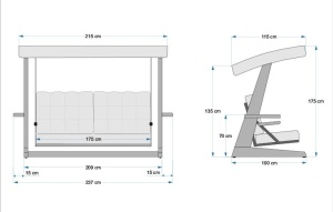 Градински люлеещ се стол с 3 места Viva 2400 Антрацит 237x100x175 см - Img 13