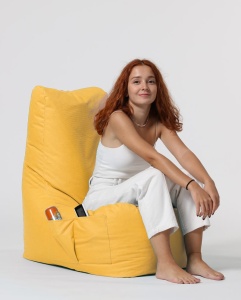Градински фотьойл пуф Diamond Yellow 60x90x35 cm - Img 5