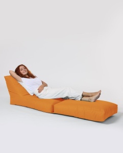 Градински фотьойл с пуф Siesta Orange 180x55x40 cm - Img 2