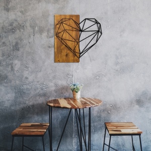 Декоративен дървен и метален аксесоар за стена Heart Nuc 58x58 cm - Img 5