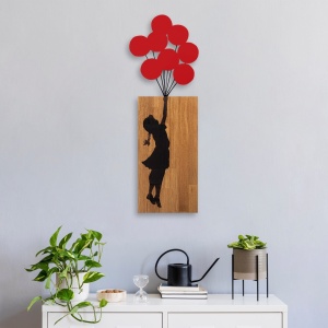 Декоративен дървен и метален аксесоар за стена Ma-368 Walnut 70x62 cm - Img 5