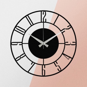 Декоративен метален часовник за стена Enzoclock Black 48x48 cm - Img 5