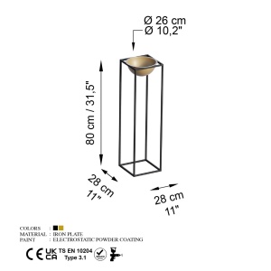 Декоративен саксий GED020A Златен 28x80x28 см - Img 6