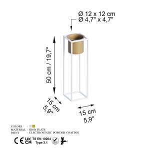 Декоративен саксий GED023C Златен 15x50x15 см - Img 6