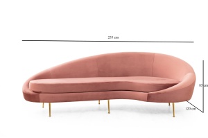 Диван за 3 места Есес Розов 255x120x85 см - Img 7