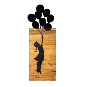 Картина от дърво и метал Child Черен 30x86x3 см - Img 5