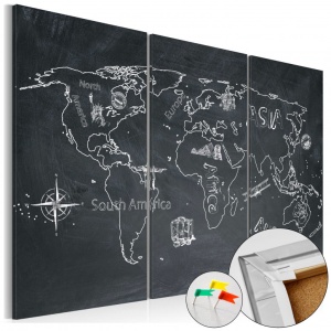 Картина от корк - Пътуването разширява ума (триптих) [Карта от корк] 120x80 см