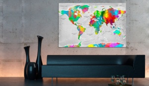 Картина от корк - Maps: Colourful Finesse [Cork Map] 120x80 см - Img 2