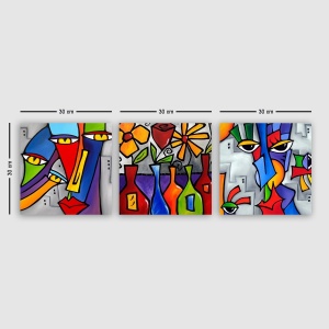 Картина, 3 части DRPRC02 Многоцветна 30x30x3 см - Img 2