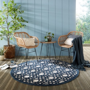 Килим Оро Син 160X160 см, кръгъл, Flair Rugs