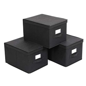 Комплект от 3 сгъваеми кутии за съхранение, Songmics, Черен, 40x30x25 см - Img 2