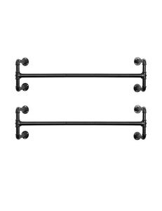 Комплект 2 стени за дрехи за монтаж на стена, Songmics, 110 x 30 x 29.3 см, HSR64BK-02 Черен - Img 1