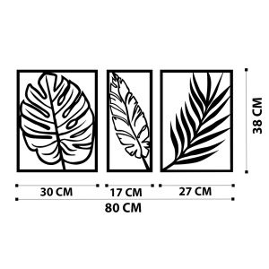 Метална картина Leaf2 Черен 80x38 см - Img 6