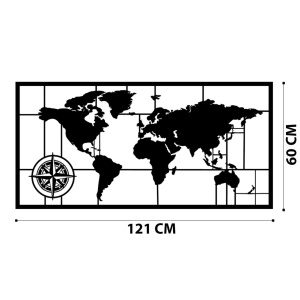 Метална картина World Черна 121x60 см - Img 6