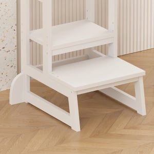 Монтесори дървена кула за учене за деца Chiquel White 45,7x51x90 cm - Img 6
