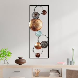 Мултицветна текстурирана метална картина 32x90x4 см - Img 2