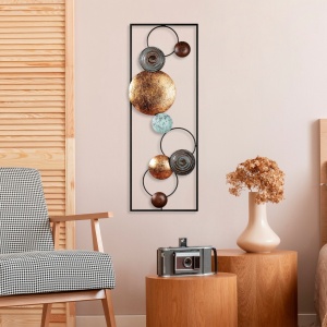 Мултицветна текстурирана метална картина 32x90x4 см - Img 4