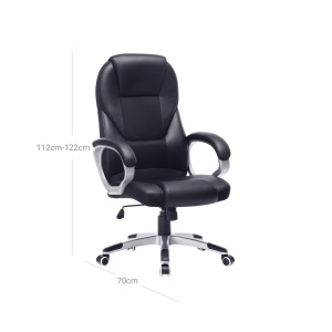 Офис стол, Songmics, черен, 67x67.3x126 см - Img 7