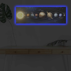 Платно с LED осветление за стена 3090NASA-021 Многоцветен 30x90x3 cm - Img 2