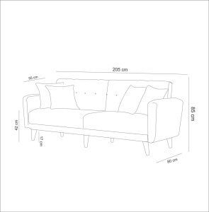 Разтегателен диван за 3 места Ария Крем 205x85x80 см - Img 5