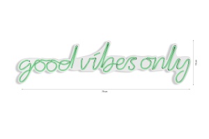 Светеща LED декорация за стена Good Vibes Only зелена 76x19x2 см - Img 9