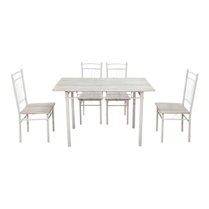 Трапезен комплект маса и столове от 5 части, Roza, бял, 110x60x90 см - Img 2