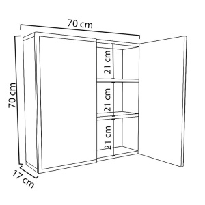 Шкаф за баня Поляна с огледало бял 70x17x70см - Img 6