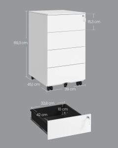 Шкаф за бюро Fiset White Songmics 39x45x69,4 cm - Img 5
