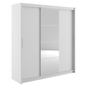 Шкаф Elodie с 3 плъзгащи се врати с огледало бял 200x61x216см