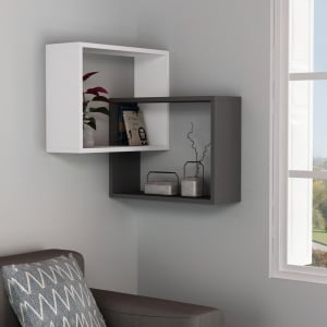 Ъглов рафт Ring бял 68x68x60 см