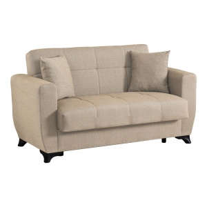Canapea extensibila cu 2 locuri si spatiu de depozitare, Modesto, Pako, Crem 153x84x86 cm - Img 2