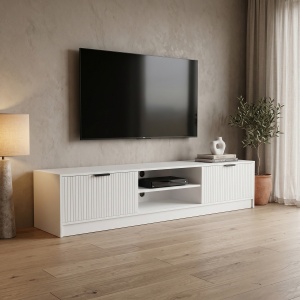 Comoda TV, Lemardo, Alb, 180x40x40 cm