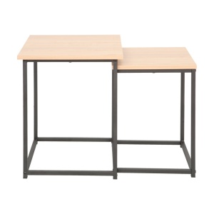 Set masute de cafea stivuibile, 2 buc, Quano, Natural, 40x40x50 cm - Img 3